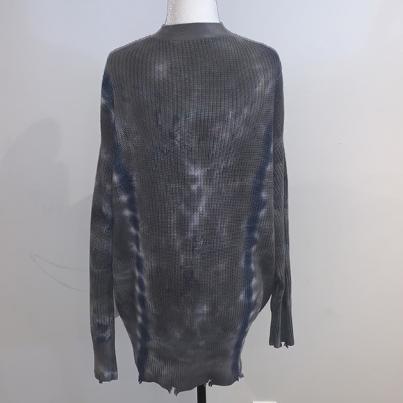 Young, Fabulous & Broke tie dye ripped V-neck Indie Cardigan in Grey. - size M/L - Picture 10 of 14